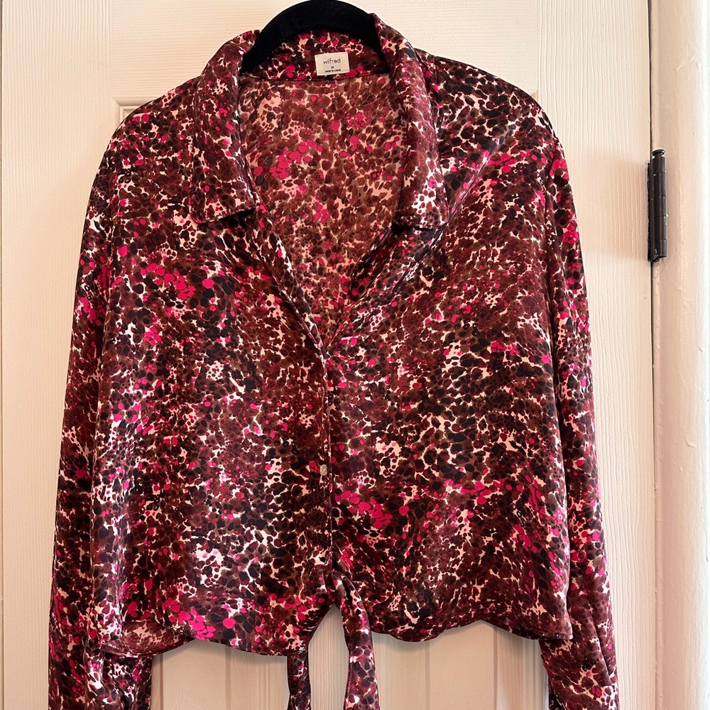Wilfred tie front satin top